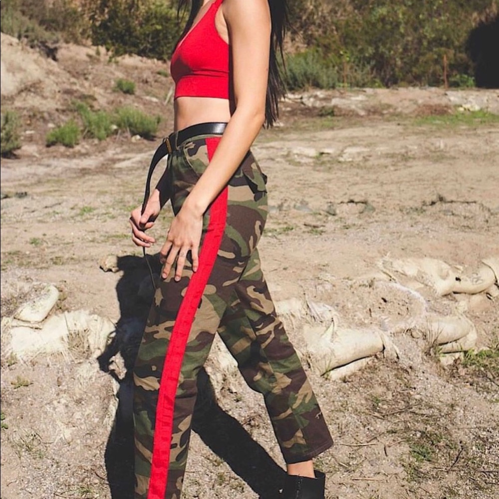 Red stripe army pants